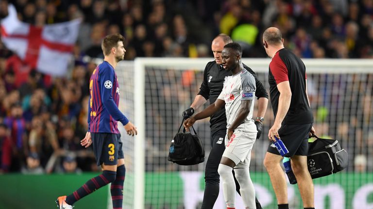 Naby Keita was substituted midway through the first half