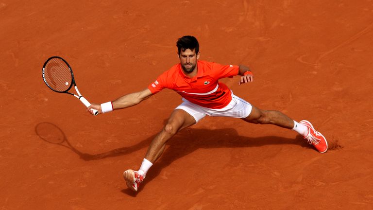 Djokovic is out to add to his single French Open title and started with victory on Monday afternoon