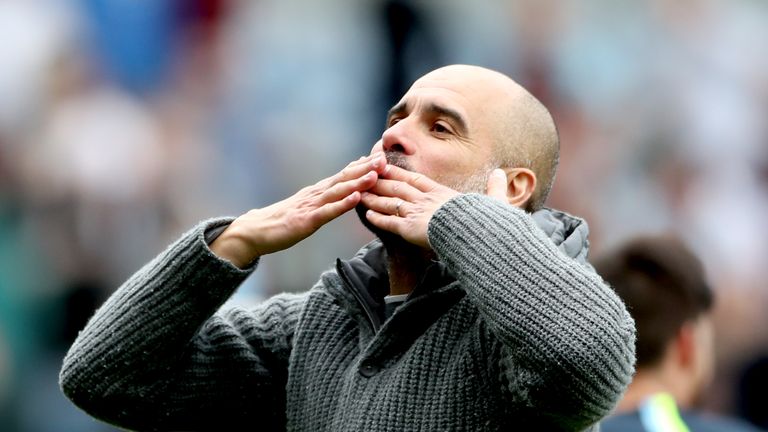Pep Guardiola helped Man City win a domestic treble last season