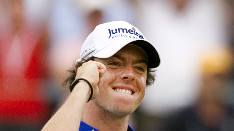 McIlroy celebrates after sinking his final putt in the 2011 US Open