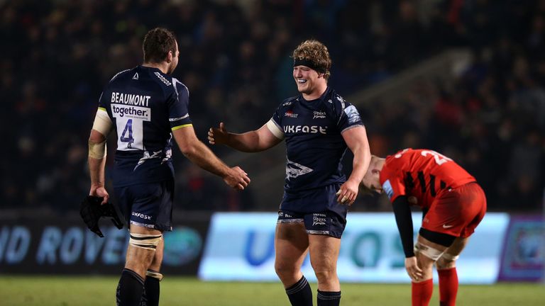 Ross Harrison was strong in defence for Sale against Gloucester