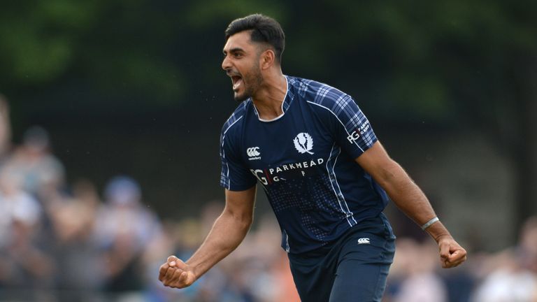 Safyaan Sharif dismissed Chris Gayle first ball as Scotland nearly knocked out the West indies in the ICC World Cup Qualifier
