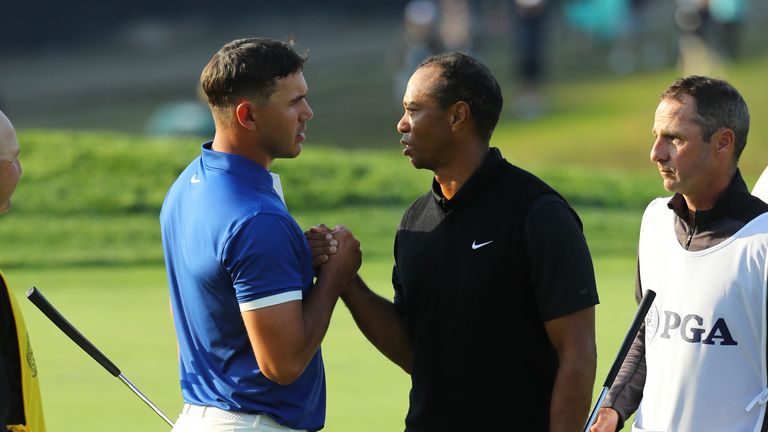 Woods and Koepka were grouped together at the PGA Championship in May