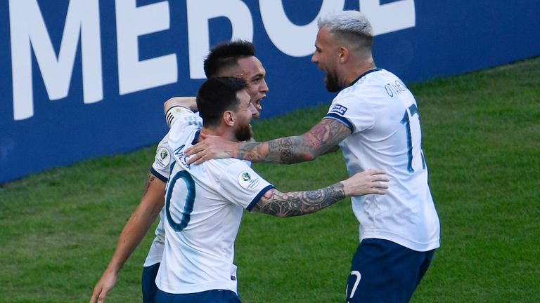 Argentina celebrate reaching the semi-finals