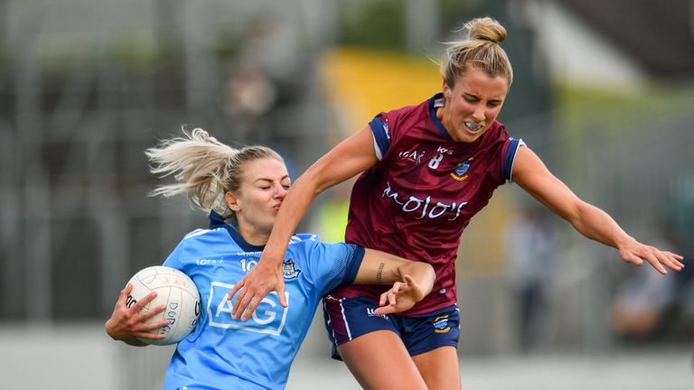 Nicole Owens of Dublin in action against Jo-Hanna Maher of Westmeath