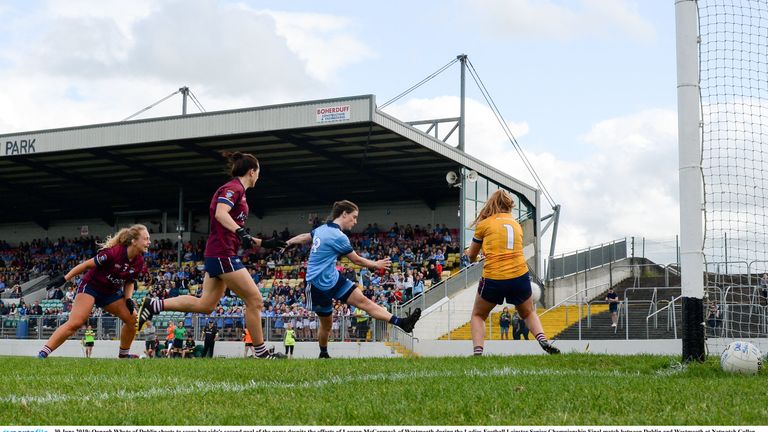 Oonagh Whyte of Dublin shoots to score her side's second goal