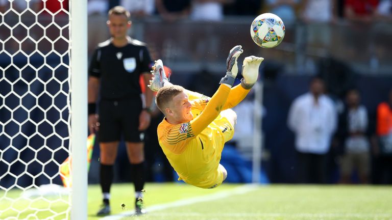 Pickford saved Josip Drmic's spot-kick to secure third place in the Nations League for England