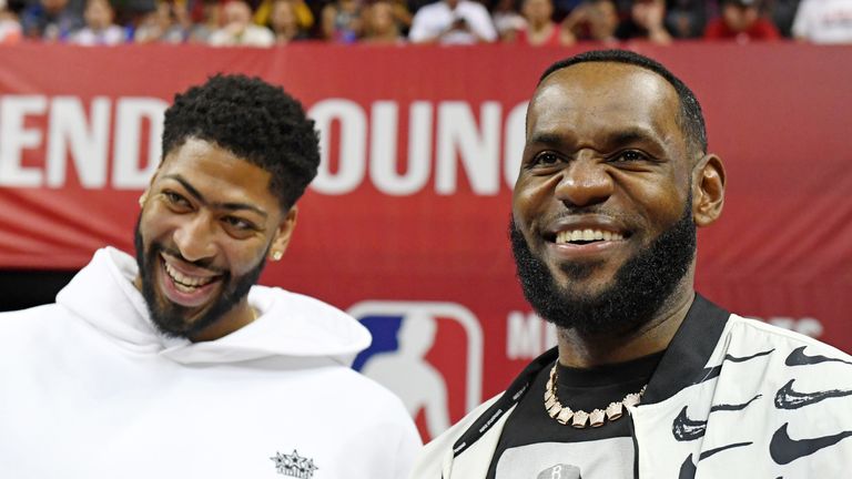 Lakers team-mates Davis and LeBron James pictured together at Summer League in Las Vegas