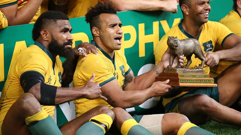 Australia earned their first win in this year's Rugby Championship with a 16-10 victory over Argentina.