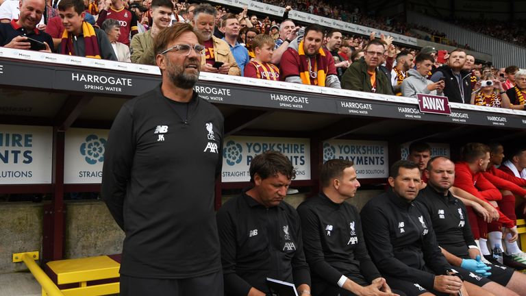 Jurgen Klopp looks on at The Northern Commercials Stadium