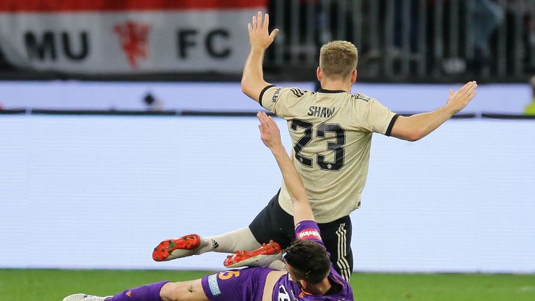 Luke Shaw was taken off seven minutes before full-time as a precation