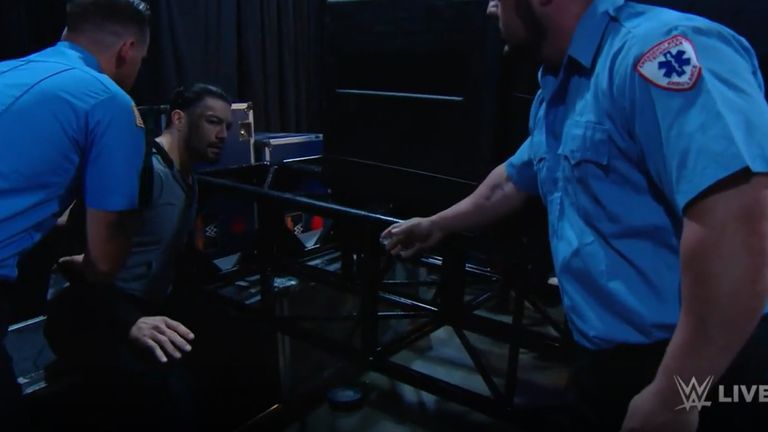 Roman Reigns was injured on last week's SmackDown when a pile of scaffolding and metal suddenly fell on him