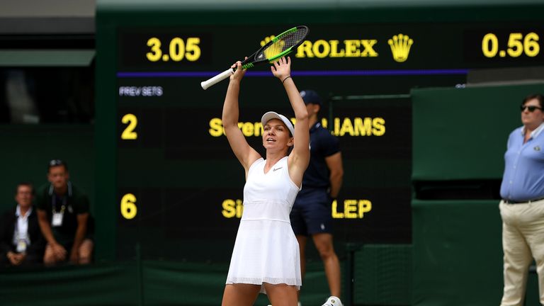 Halep fell to her knees on match point