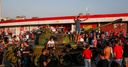 Red Star fans park tank outside stadium