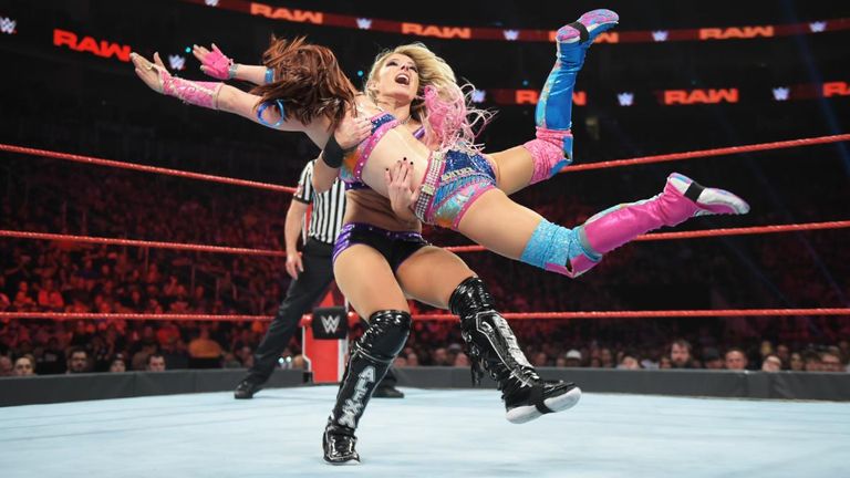 Alexa Bliss paired up with Nikki Cross in a fatal four-way for the women's tag titles which also featured the Kabuki Warriors