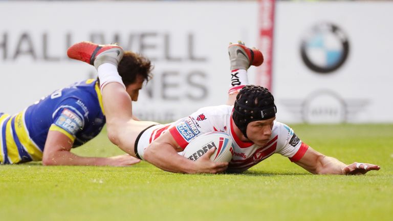 Jonny Lomax restores St Helens' lead in the first half on Thursday
