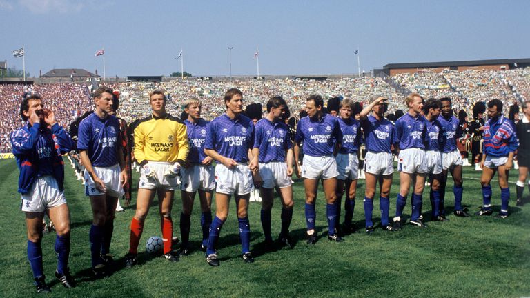 Souness lines up with Rangers before the 1989 Scottish Cup final