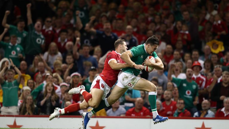 Stockdale finished brilliantly for his second first-half try, kicking ahead and outstripping the Wales backs to finish