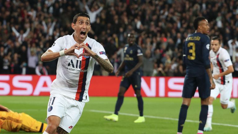 Angel Di Maria celebra el gol contra su antiguo club en el Parc des Princes