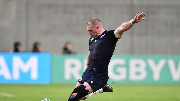 Full-back Stuart Hogg dropped a goal from distance as the half drew to a close