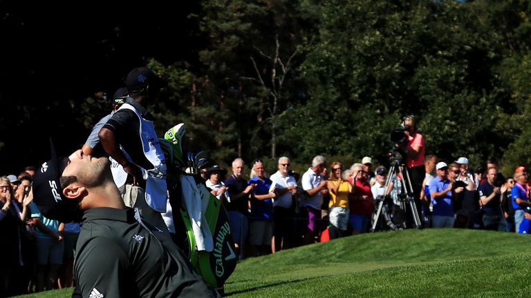 Rahm almost went out of bounds at both the 17th and 18th