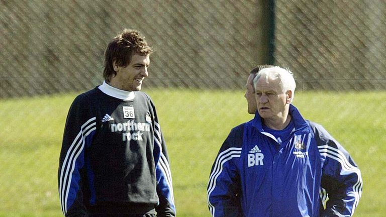 Woodgate during his time as a player at Newcastle with Bobby Robson