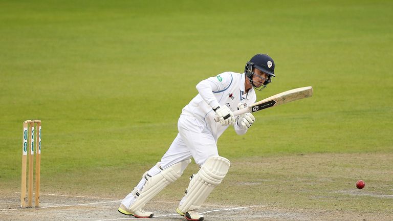 Leus Du Plooy became the first Derbyshire batsman to score centuries home and away against Middlesex
