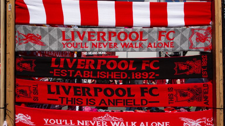 Liverpool FC scarves for sale outside the ground