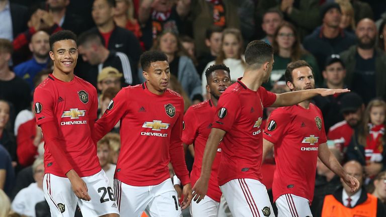 Mason Greenwood celebra su huelga contra Astana en Old Trafford