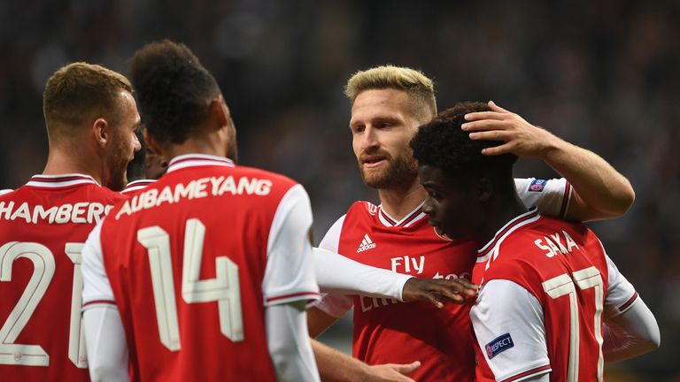 Goals from Joe Willock, Bukayo Saka, and Pierre-Emerick Aubameyang secured victory in Arsenal's opening Europa League group game