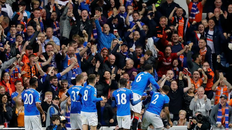 Rangers celebrate Ojo's winner