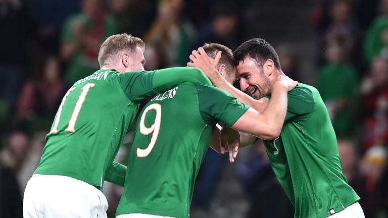 The Republic's players celebrate their win in Dublin