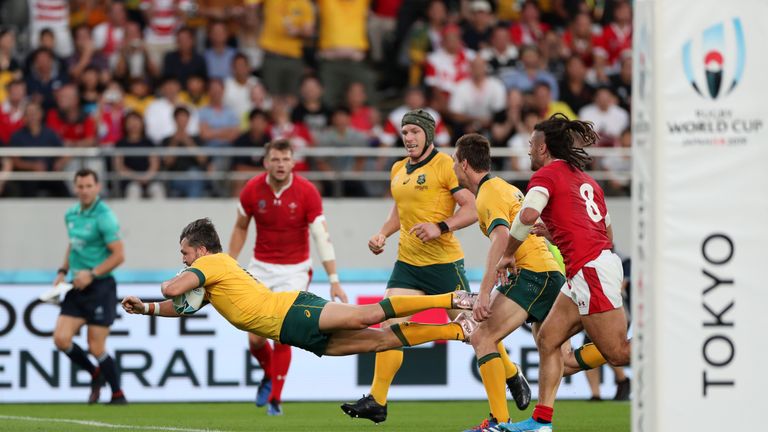 Adam Ashley-Cooper scored Australia's first try against Wales - becoming the oldest World Cup try scorer in Wallabies history