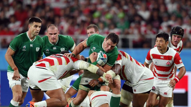 The Japanese combined to stop Ireland on the gain-line with combination tackles regularly