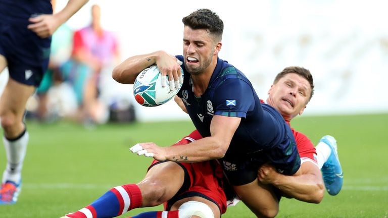 Adam Hastings got over for the opening try after beating three Russian defenders before touching down