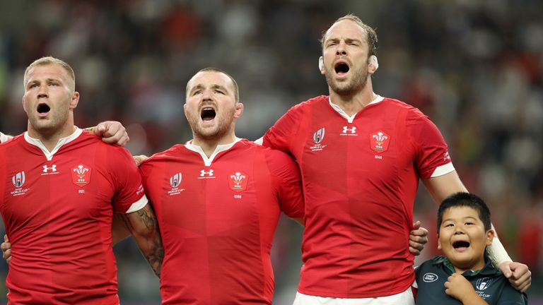 Alun Wyn Jones (R) has made the most tackles for Wales  at the Rugby World Cup