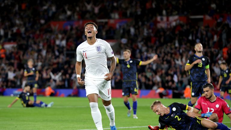 Sancho scored two in England's 5-3 win over Kosovo in September