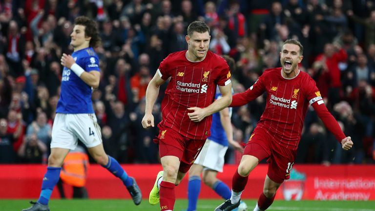 Milner’s penalty was the 34th time Liverpool have scored a 90th-minute winning goal in a Premier League match