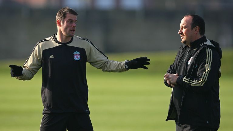 Jamie Carragher with Rafa Benitez during his Liverpool days