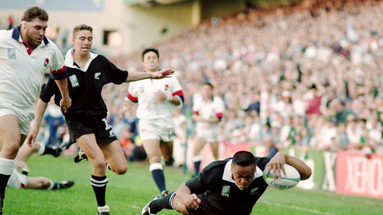 Lomu scored four tries as New Zealand beat England in the 1995 World Cup semi-final