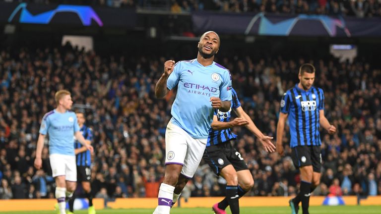 Raheem Sterling scored a hat-trick as Manchester City thrashed Atalanta