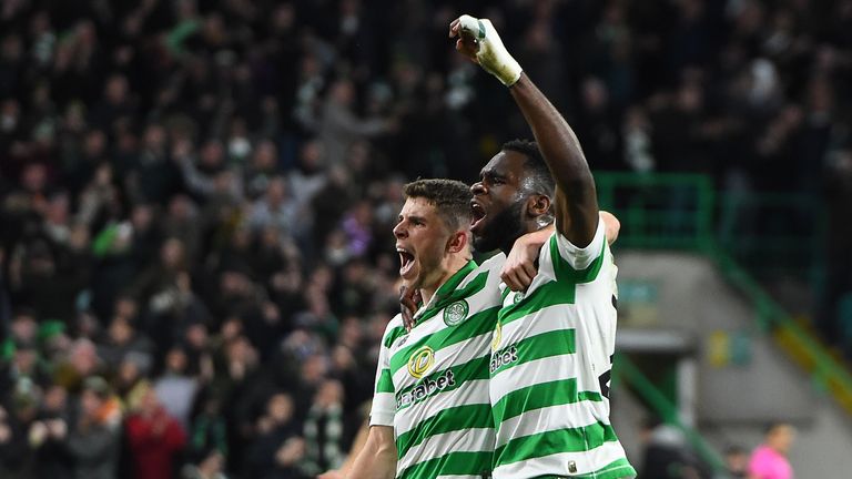 Christie and Odsonne Edouard celebrate after beating Lazio