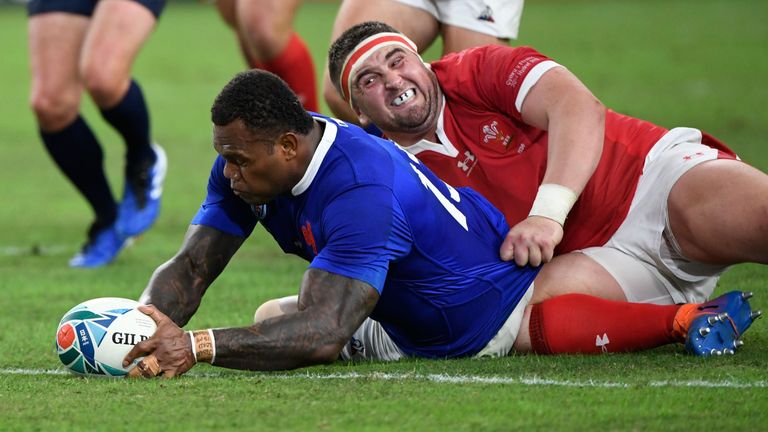Virimi Vakatawa went over for a third France first-half try with Moriarty in the sin-bin