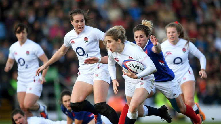 Abby Dow in action for England