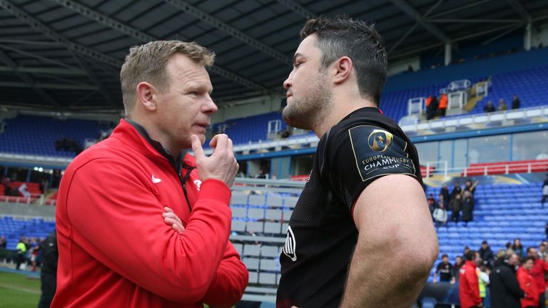 Mark McCall (izquierda) y Brad Barritt debían asistir al lanzamiento en Cardiff