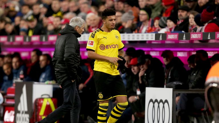 Jadon Sancho was substituted in the 36th minute of Borussia Dortmund's clash with Bayern Munich