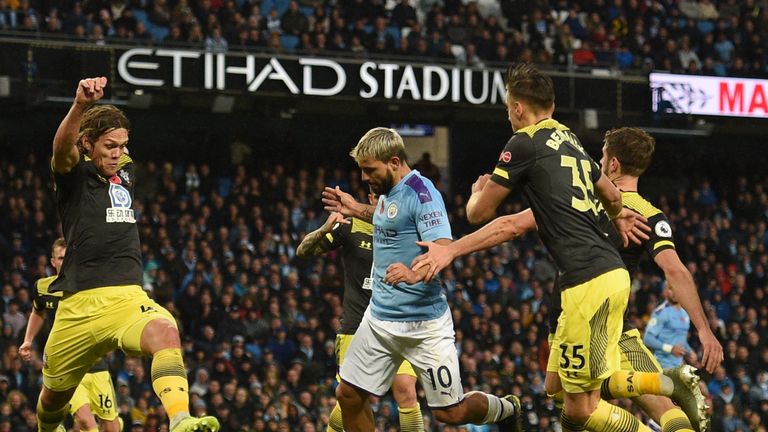 Jannik Vestergaard comes across to make another vital block
