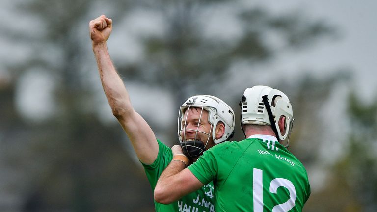 The joy of victory! Jack and Marty Kavanagh of St Mullins celebrate their shock win over Cuala