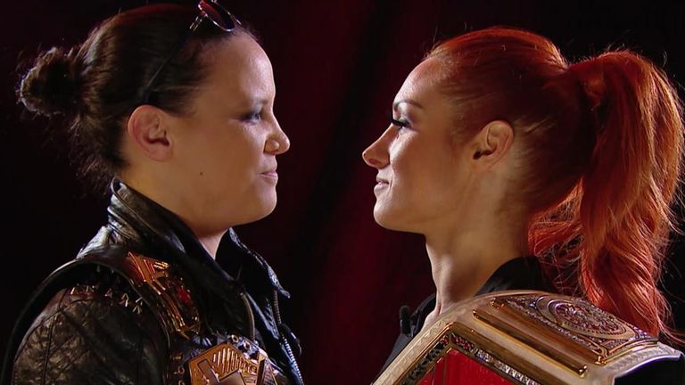 NXT women’s champion Shayna Baszler introduces herself to Raw women’s champion Becky Lynch, resulting in an intense stand-off