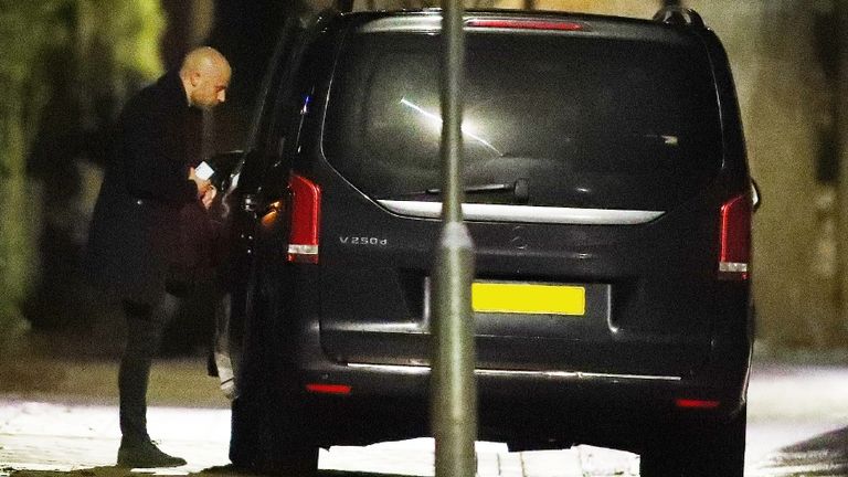 Arsenal's lawyer Huss Fahmy is also pictured leaving Arteta's house